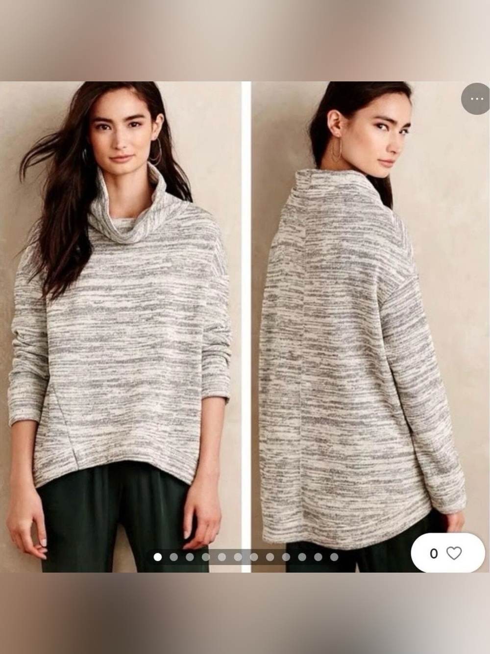 Anthropologie Saturday Sunday Marled Cowl-Neck Sweater Heather Gray SZ Small